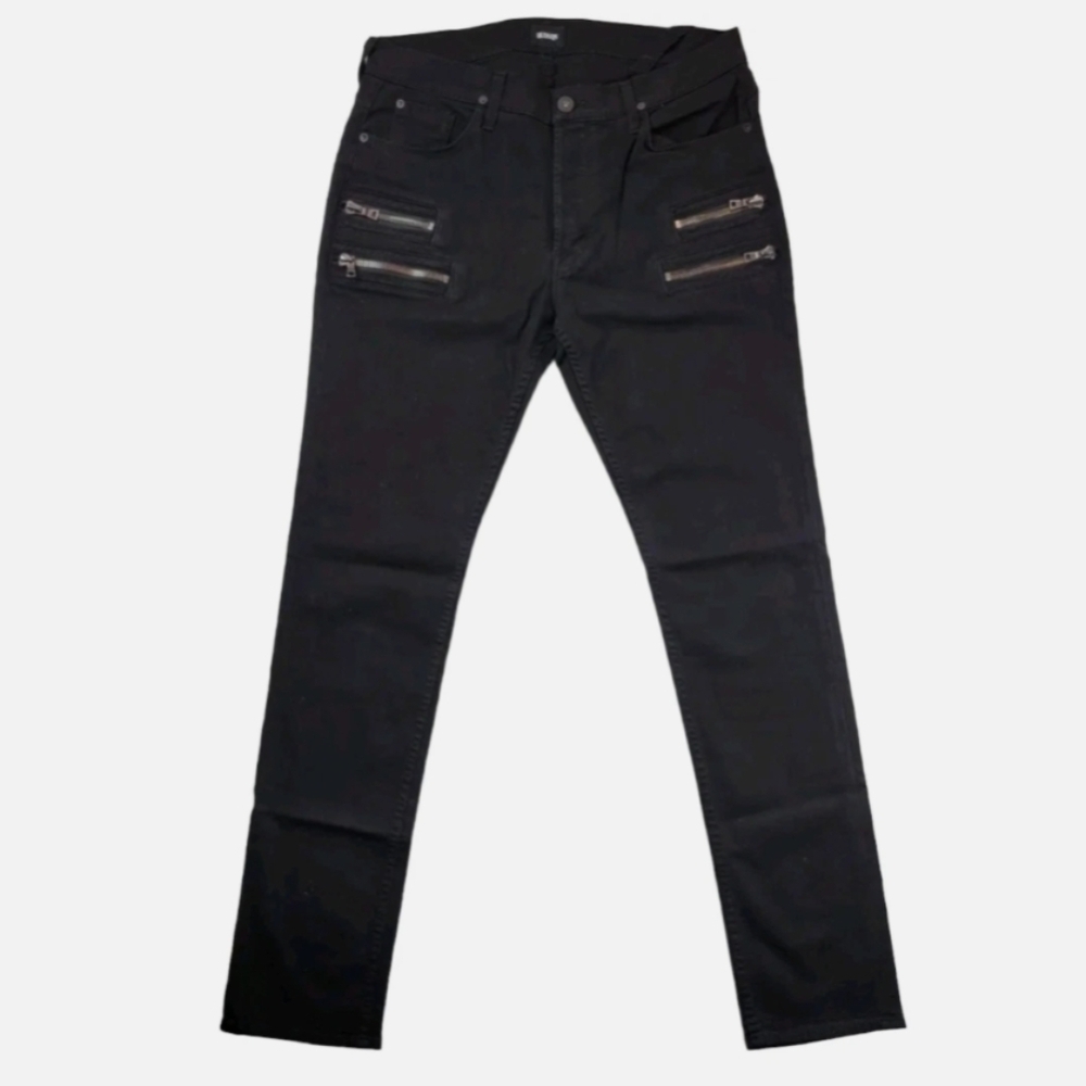 Hudson Jeans Patricio Pants Slouch Skinny Jet Black Zippers Moto Grunge EUC!